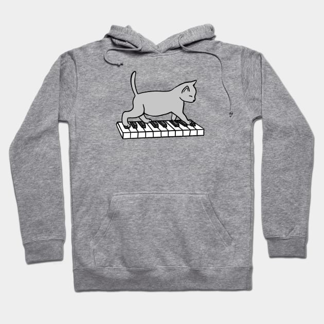 Cat Playing Piano Hoodie by Kelly Louise Art